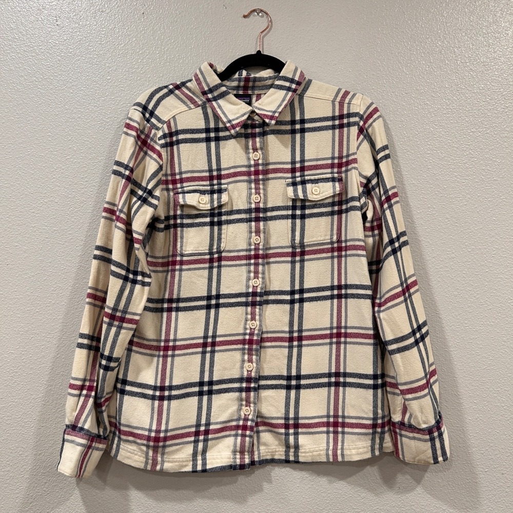 Patagonia Fjord Organic Cotton Plaid Flannel Button Down Shirt Women's Size 8